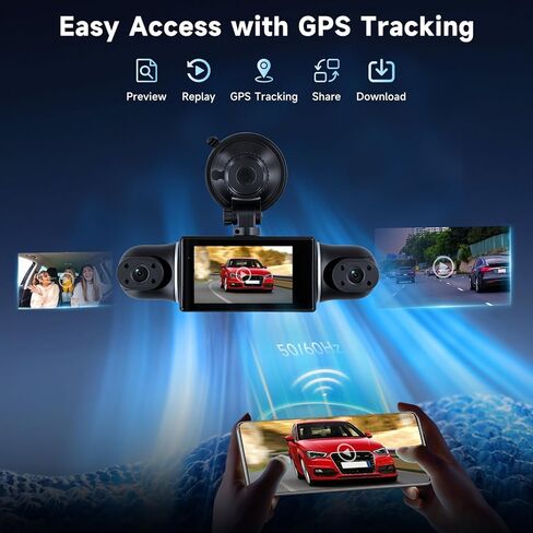 كاميرا أمامية وخلفية 4K مزدوجة للسيارات، 5G WiFi، التحكم في التطبيق، 3.12 بوصة IPS 4K 3840 * 2160P/FHD كاميرا داش، GPS، مستشعر G، وضع ركن السيارة 24 ساعة، تسجيل حلقي in Kuwait