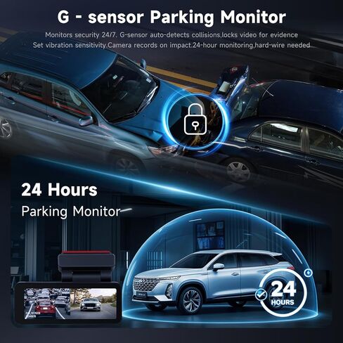 كاميرا أمامية وخلفية 4K مزدوجة للسيارات، 5G WiFi، التحكم في التطبيق، 3.12 بوصة IPS 4K 3840 * 2160P/FHD كاميرا داش، GPS، مستشعر G، وضع ركن السيارة 24 ساعة، تسجيل حلقي in Kuwait