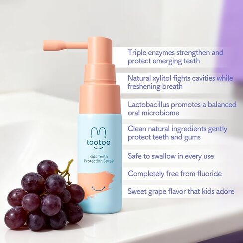 TooToo Kids Oral Spray, Xylitol Toddler Toothpaste Helper for Newborn to Kids, Toddler Essentials, Grape Flavor in Saudi Arabia