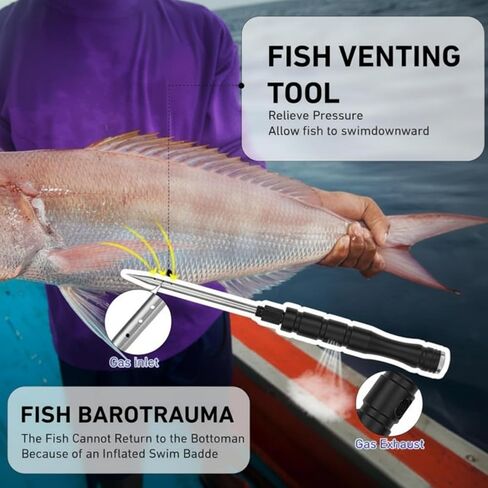 Soulchen 2 Pack Fish Venting Tool for Saltwater Fishing, Venting Kit for Deep Sea Fishes with Stainless Steel Needle, Fishing Tackle for Fish Release and Return, Aluminum Handle, Hidden Storage in Saudi Arabia