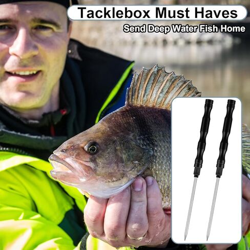 Soulchen 2 Pack Fish Venting Tool for Saltwater Fishing, Venting Kit for Deep Sea Fishes with Stainless Steel Needle, Fishing Tackle for Fish Release and Return, Aluminum Handle, Hidden Storage in Saudi Arabia