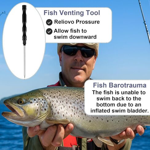 Soulchen 2 Pack Fish Venting Tool for Saltwater Fishing, Venting Kit for Deep Sea Fishes with Stainless Steel Needle, Fishing Tackle for Fish Release and Return, Aluminum Handle, Hidden Storage in Saudi Arabia
