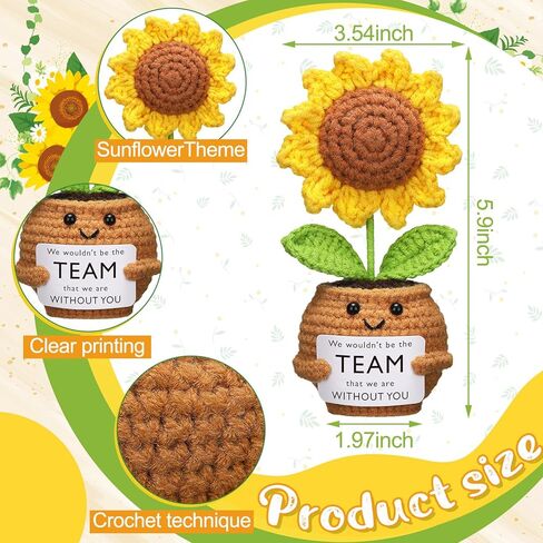 Breling Chistmas Boss Gifts for Women Men Handmade Positive Doll Sunflower Doll Crochet with Card Boss Day Appreciation Gift Idea for Office Supervisor Manager Birthday Xmas Party Favor(Proud) in Saudi Arabia