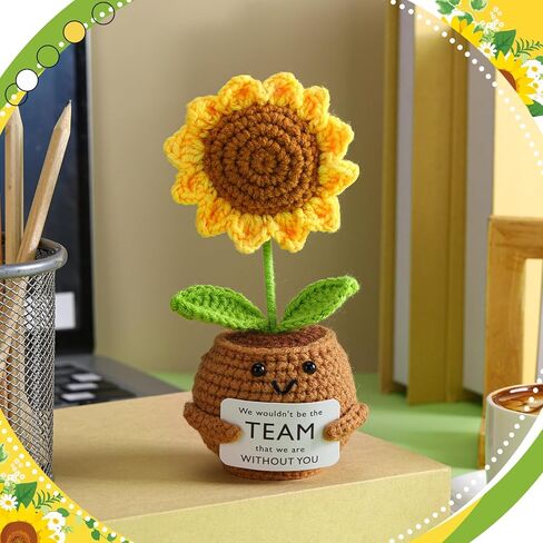 Breling Chistmas Boss Gifts for Women Men Handmade Positive Doll Sunflower Doll Crochet with Card Boss Day Appreciation Gift Idea for Office Supervisor Manager Birthday Xmas Party Favor(Proud) in Saudi Arabia