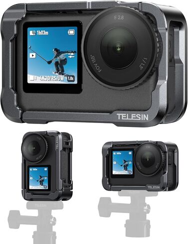 TELESIN Aluminum Alloy Protective Frame Case for DJI Osmo Action 6 Camera, Quick-Release Metal Rabbit Cage Protective Frame Housing Sleeve with 1/4" Screw and Cold Shoe, Action 6 Accessories in Saudi Arabia