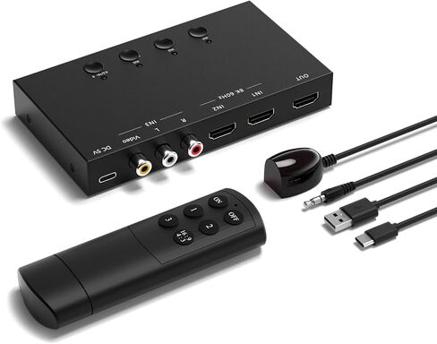 Y.D.F 8K 2 Way HDMI Switcher + 1 RCA إلى HDMI Converter (2 في 1) يدعم 4K@120 هرتز HDR10+ HDCP 2.3 HDMI 2.1 Switch 4:3/16:9 التبديل لـ N64 NGC Wii PS2/3/4/5/ Switch in Saudi Arabia