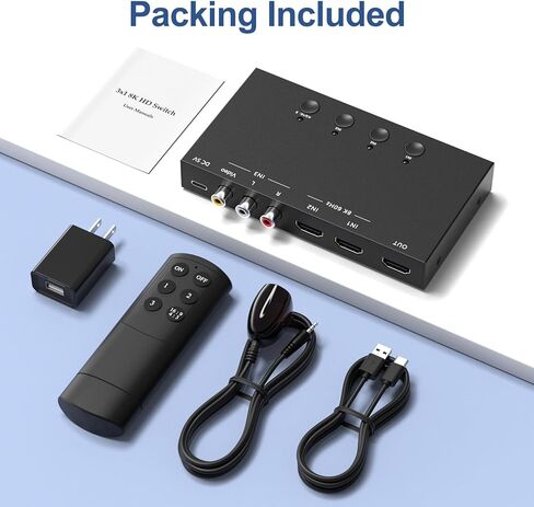 Y.D.F 8K 2 Way HDMI Switcher + 1 RCA إلى HDMI Converter (2 في 1) يدعم 4K@120 هرتز HDR10+ HDCP 2.3 HDMI 2.1 Switch 4:3/16:9 التبديل لـ N64 NGC Wii PS2/3/4/5/ Switch in Saudi Arabia