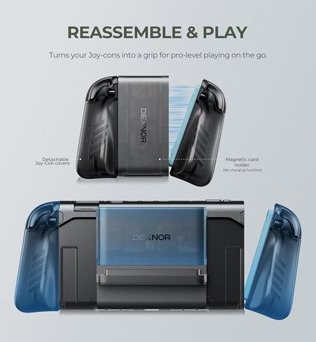 Dexnor for Nintendo Switch 2 Case 2025 Dockable Cover with Transformable Grip & Detachable Magnetic Card Holder 5 Games 2 SD Card Storage & Adjustable Kickstand & Front Cover & Ergonomic Design in Saudi Arabia