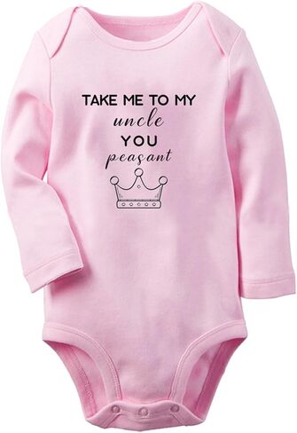 iDzn Take me to my Uncle you Peasant Funny Rompers Newborn Baby Bodysuit Infant Jumpsuit Kids Long One-Piece Outfits in Saudi Arabia