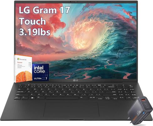 LG-gram Laptop-17 inch Touchscreen 2.5K - Intel Core Ultra 7 Processor - 32GB RAM -1TB PCIe SSD -Windows 11 -Backlit Keyboard - 2025 AI PC Copilot -Ultra Thin Lightweight -Business Work in Saudi Arabia