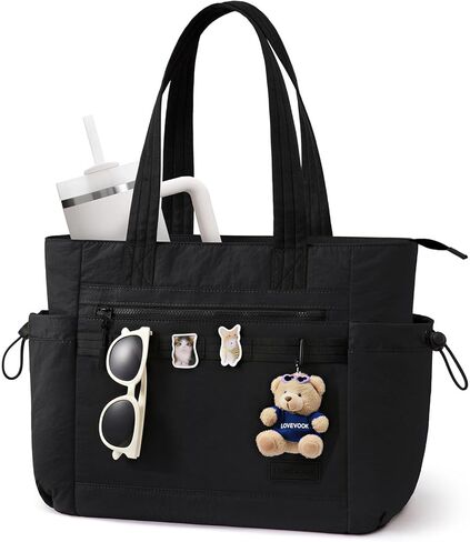 LOVEVOOK Tote Bag for Women, DIY Puffer Tote Bag with Compartments, Lightweight Quilted Zipper Tote for Work, Travel, Nurse | Customizable, Stanly Cup Pockets, Wrinkled Fabric in Saudi Arabia