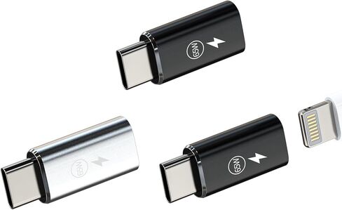 محول كابل شحن لايتنينج إلى USB C بقدرة 65 وات (3 عبوات) إضاءة أنثى إلى نوع C ذكر كابل شاحن موصل منفذ لهاتف iPhone 16 لمحول طاقة Apple المحمول لجهاز iPad المتوافق مع محول Samsung in Kuwait