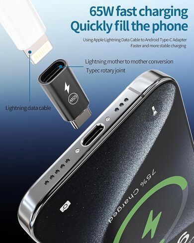 محول كابل شحن لايتنينج إلى USB C بقدرة 65 وات (3 عبوات) إضاءة أنثى إلى نوع C ذكر كابل شاحن موصل منفذ لهاتف iPhone 16 لمحول طاقة Apple المحمول لجهاز iPad المتوافق مع محول Samsung in Kuwait