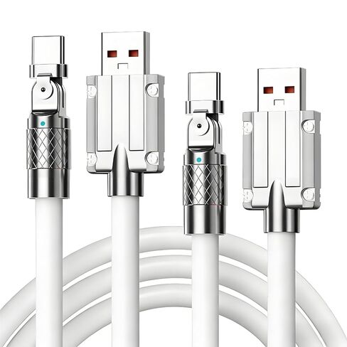كابل USB A إلى USB C 【2 حزمة 3.3 قدم 5 أمبير 66 وات】 كابل شاحن من النوع C يدور 180 درجة شحن سريع متوافق مع هواتف iPhone 15/16/17 Series/Huawei/Xiaomi/Samsung والمزيد من الهواتف من النوع C (أبيض) in Saudi Arabia