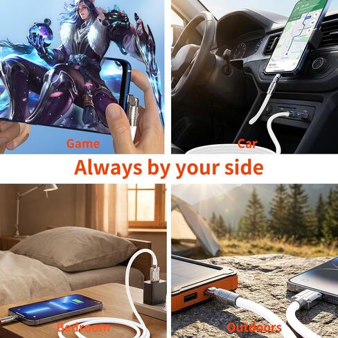 كابل USB A إلى USB C 【2 حزمة 3.3 قدم 5 أمبير 66 وات】 كابل شاحن من النوع C يدور 180 درجة شحن سريع متوافق مع هواتف iPhone 15/16/17 Series/Huawei/Xiaomi/Samsung والمزيد من الهواتف من النوع C (أبيض) in Saudi Arabia