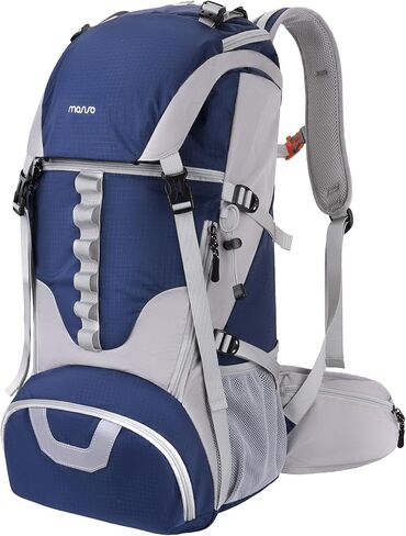MOSISO 50L Hiking Backpack, Waterproof Camping Backpack with Rain Cover for Men Women, Lightweight Sport Daypack for Outdoor Camping Travel, Navy Blue in Saudi Arabia