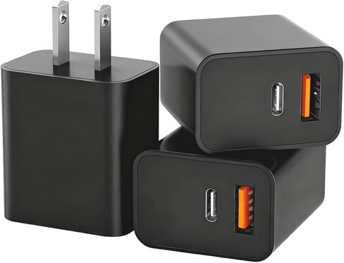 3 عبوات شاحن USB C، شاحن منفذ USB-C وUSB-A بقدرة 20 واط، لهاتف i Phone 17/16/15/14/13/12/11/X/8، وi Pad والمزيد in Kuwait