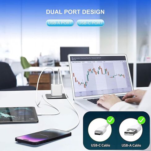 3 عبوات شاحن USB C، شاحن منفذ USB-C وUSB-A بقدرة 20 واط، لهاتف i Phone 17/16/15/14/13/12/11/X/8، وi Pad والمزيد in Kuwait