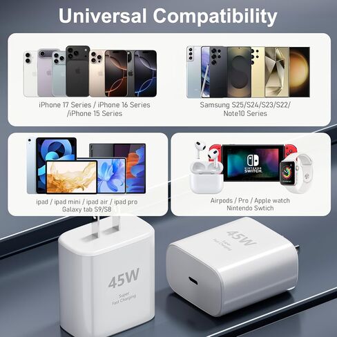 for i - Phone 17 16 Charger Fast Charging - 2 Pack 45W USB C Wall Charger Block Compatible with iPhone 17 Pro Max/17 Pro/17/17 Plus, iPhone 16 Pro Max/16 Pro/16, Samsung Phone in Saudi Arabia