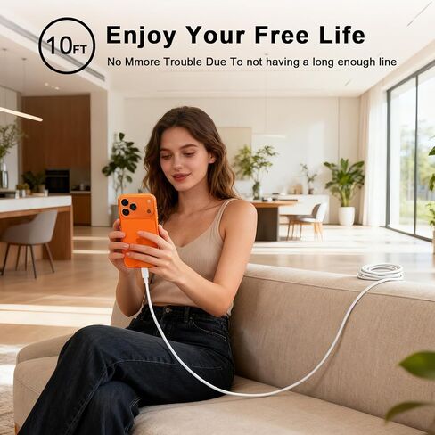 كتلة شاحن سريع iPhone 17، [معتمد من Apple MFi] 2 حزمة قابس شاحن حائط USB C بقوة 40 وات مع سلك شحن USB C إلى C بطول 10 أقدام لهاتف iPhone 17/17Air/17Pro Max/16 Pro Max/16Pro/15 ProMax-Home/Travel Essential in Kuwait