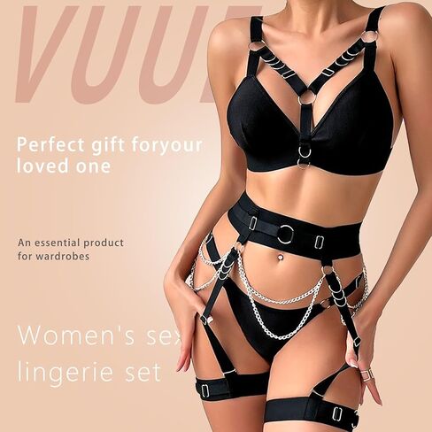 VUUEAN Women sexy lingerie set Locomotive metal chain Underwear set in Kuwait