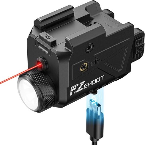 EZshoot 800 Lumens Laser Light Combo for Pistol Rechargeable, Pistol Flashlight with Slidable Rail Compatible with Glock and Picatinny Rail, Gun Light with Green Laser Beam in Saudi Arabia
