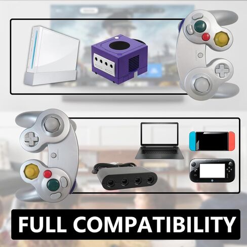 BGEHHCY New 2 Pack Wired for GameCube Controller Replacement Compatible for Wii/NGC Consoles - Enhanced Grip - Silver in Kuwait