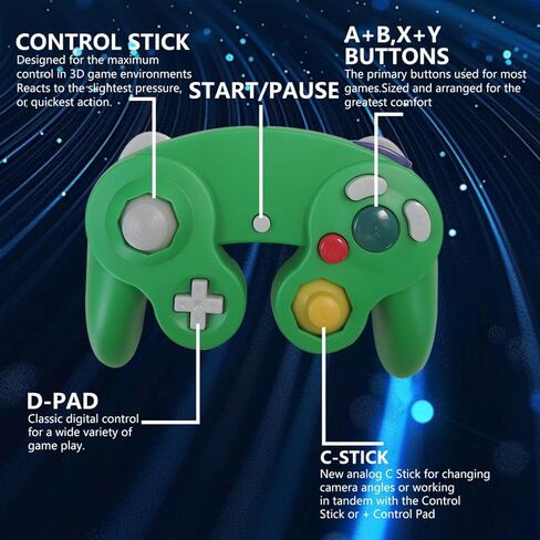 BGEHHCY 2 حزمة جديدة لوحدة تحكم GameCube | التوصيل والتشغيل لجهاز Wii | تصميم مريح | تشغيل/إيقاف الدمدمة - برتقالي وأخضر in Kuwait