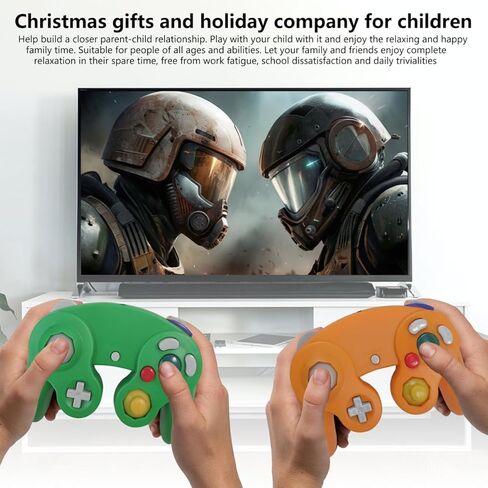 BGEHHCY 2 حزمة جديدة لوحدة تحكم GameCube | التوصيل والتشغيل لجهاز Wii | تصميم مريح | تشغيل/إيقاف الدمدمة - برتقالي وأخضر in Kuwait