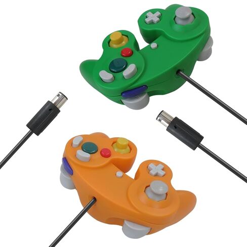 BGEHHCY 2 حزمة جديدة لوحدة تحكم GameCube | التوصيل والتشغيل لجهاز Wii | تصميم مريح | تشغيل/إيقاف الدمدمة - برتقالي وأخضر in Kuwait