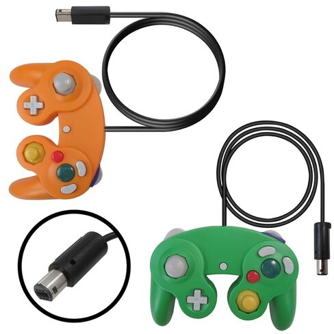 BGEHHCY 2 حزمة جديدة لوحدة تحكم GameCube | التوصيل والتشغيل لجهاز Wii | تصميم مريح | تشغيل/إيقاف الدمدمة - برتقالي وأخضر in Kuwait