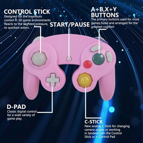 BGEHHCY عبوتان جديدتان لوحدة تحكم نمط GameCube لجهاز Wii/NGC | عصا تناظرية محسنة | ردود فعل الاهتزاز - الوردي والأرجواني in Kuwait