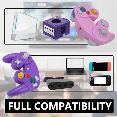 BGEHHCY عبوتان جديدتان لوحدة تحكم نمط GameCube لجهاز Wii/NGC | عصا تناظرية محسنة | ردود فعل الاهتزاز - الوردي والأرجواني in Kuwait