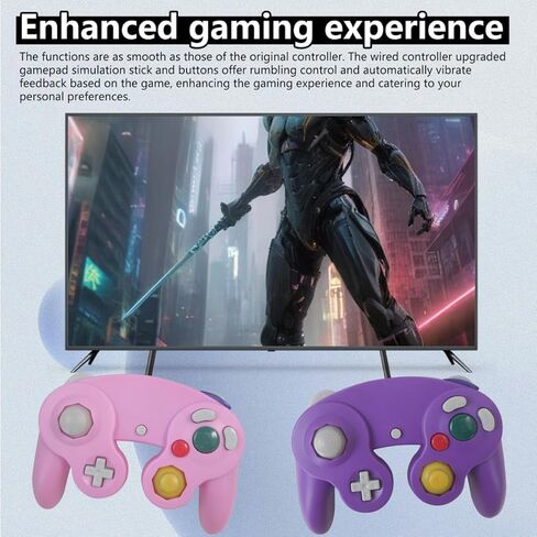 BGEHHCY عبوتان جديدتان لوحدة تحكم نمط GameCube لجهاز Wii/NGC | عصا تناظرية محسنة | ردود فعل الاهتزاز - الوردي والأرجواني in Kuwait