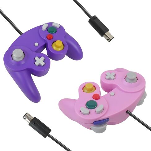 BGEHHCY عبوتان جديدتان لوحدة تحكم نمط GameCube لجهاز Wii/NGC | عصا تناظرية محسنة | ردود فعل الاهتزاز - الوردي والأرجواني in Kuwait