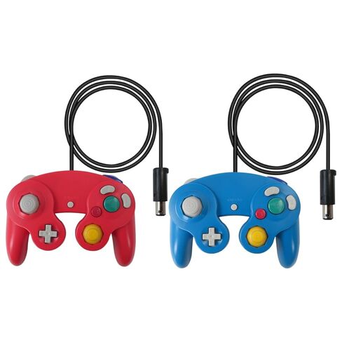 BGEHHCY قطعتان سلكيتان جديدتان لوحدة تحكم GameCube المتوافقة مع Wii/NGC | دعم متعدد اللاعبين - الأزرق والأحمر in Kuwait