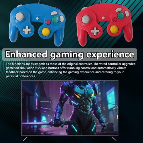 BGEHHCY قطعتان سلكيتان جديدتان لوحدة تحكم GameCube المتوافقة مع Wii/NGC | دعم متعدد اللاعبين - الأزرق والأحمر in Kuwait