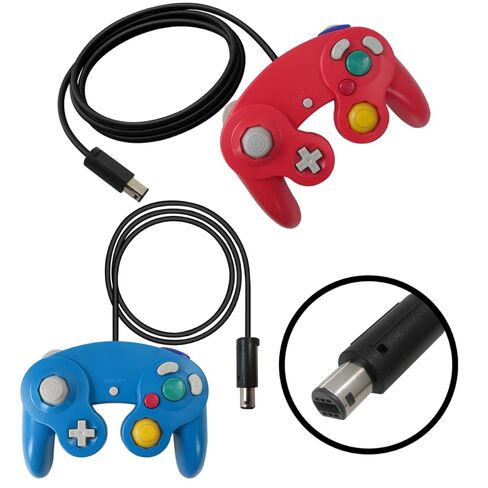 BGEHHCY قطعتان سلكيتان جديدتان لوحدة تحكم GameCube المتوافقة مع Wii/NGC | دعم متعدد اللاعبين - الأزرق والأحمر in Kuwait