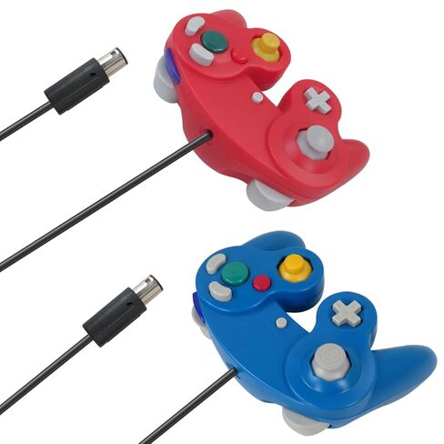 BGEHHCY قطعتان سلكيتان جديدتان لوحدة تحكم GameCube المتوافقة مع Wii/NGC | دعم متعدد اللاعبين - الأزرق والأحمر in Kuwait