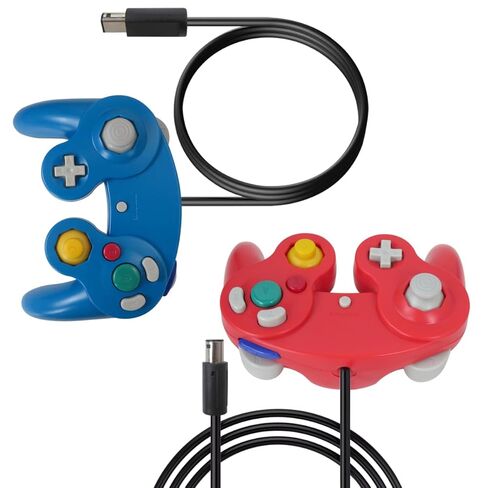 BGEHHCY قطعتان سلكيتان جديدتان لوحدة تحكم GameCube المتوافقة مع Wii/NGC | دعم متعدد اللاعبين - الأزرق والأحمر in Kuwait