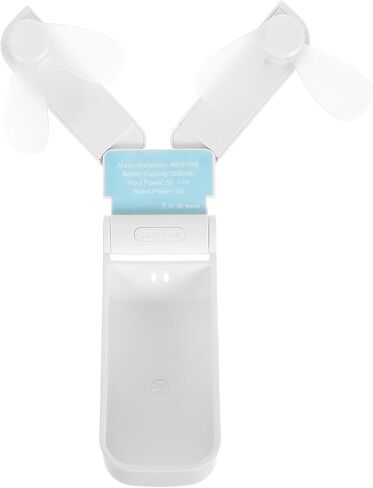 Gatuida Portable Mini USB Double-headed Fan Rechargeable Foldable Handheld Cooling Device for Travel Outdoor Use, White in Saudi Arabia