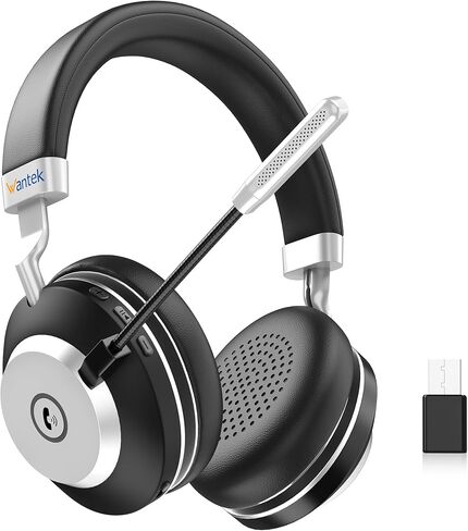 Wantek Wireless Headset with Mic - USB & Bluetooth AI Noise Cancelling Mute Button 50-Hour Battery Life Working Time On-Ear Headset Adjustable Microphone for Home/Office/Car in Saudi Arabia