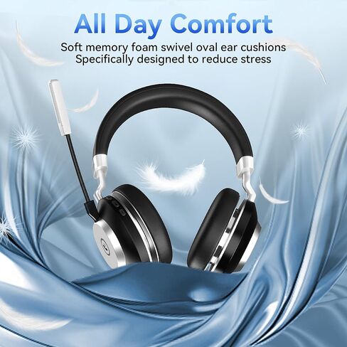 Wantek Wireless Headset with Mic - USB & Bluetooth AI Noise Cancelling Mute Button 50-Hour Battery Life Working Time On-Ear Headset Adjustable Microphone for Home/Office/Car in Saudi Arabia