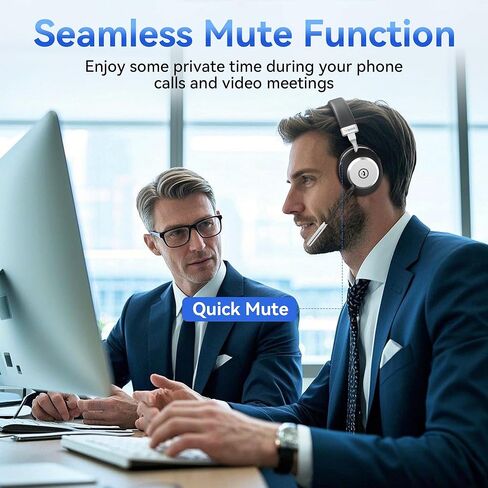 Wantek Wireless Headset with Mic - USB & Bluetooth AI Noise Cancelling Mute Button 50-Hour Battery Life Working Time On-Ear Headset Adjustable Microphone for Home/Office/Car in Saudi Arabia