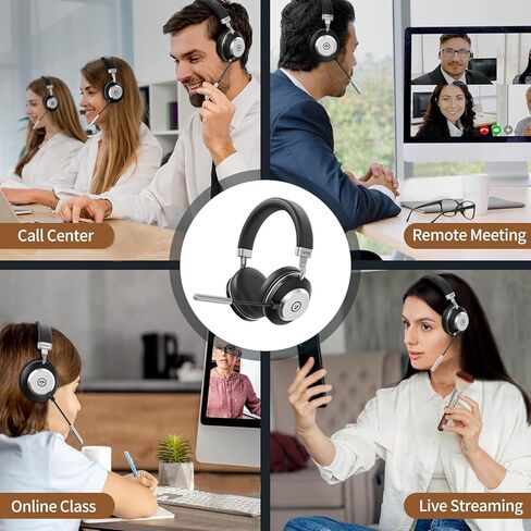 Wantek Wireless Headset with Mic - USB & Bluetooth AI Noise Cancelling Mute Button 50-Hour Battery Life Working Time On-Ear Headset Adjustable Microphone for Home/Office/Car in Saudi Arabia