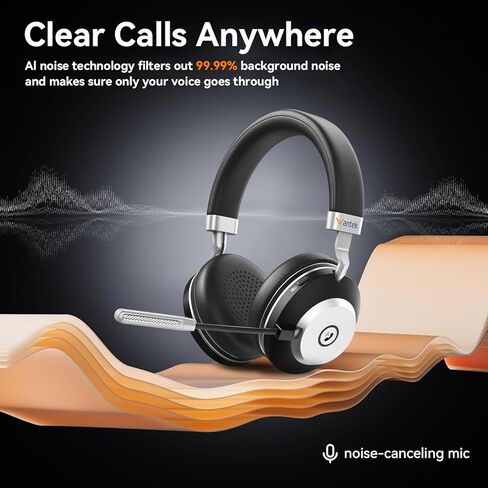 Wantek Wireless Headset with Mic - USB & Bluetooth AI Noise Cancelling Mute Button 50-Hour Battery Life Working Time On-Ear Headset Adjustable Microphone for Home/Office/Car in Saudi Arabia