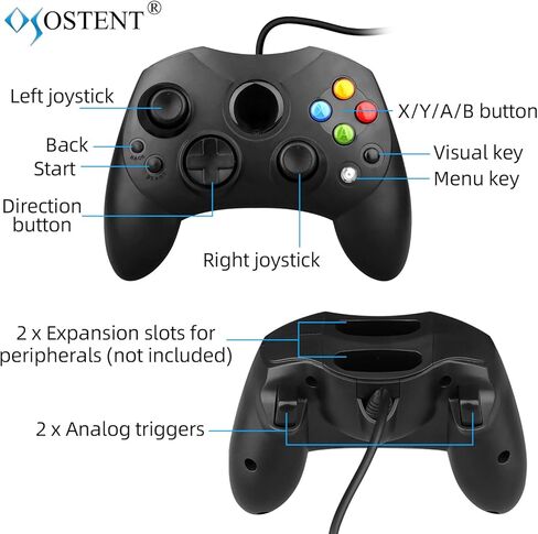 OSTENT Wired Controller S Type 2 A for Microsoft Old Generation Xbox Console Video Game Color Black in Saudi Arabia