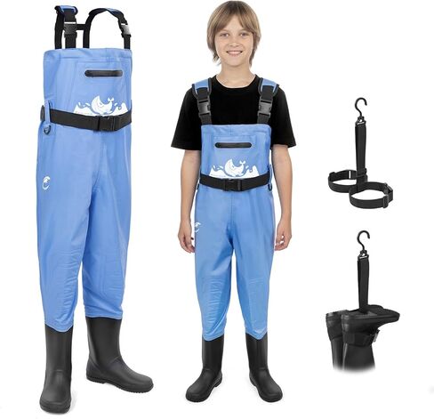 أحذية Calamus WaveWalker للأطفال، أحذية صيد شبابية مقاومة للماء بنسبة 100% مع أحذية PVC، DWR، وسادات للركبة، ونعال داخلية من مادة EVA in Kuwait