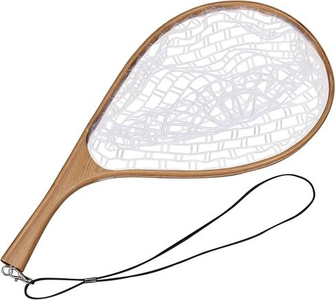Fly Fishing Net for Trout with Wooden Handle & Fine Mesh - Catch and Release Landing Net for River, Stream, Lake Fishing - Ideal Gift for Fishing Enthusiasts (Black) in Saudi Arabia