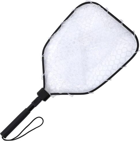 Fly Fishing Net for Trout with Wooden Handle & Fine Mesh - Catch and Release Landing Net for River, Stream, Lake Fishing - Ideal Gift for Fishing Enthusiasts (Black) in Saudi Arabia